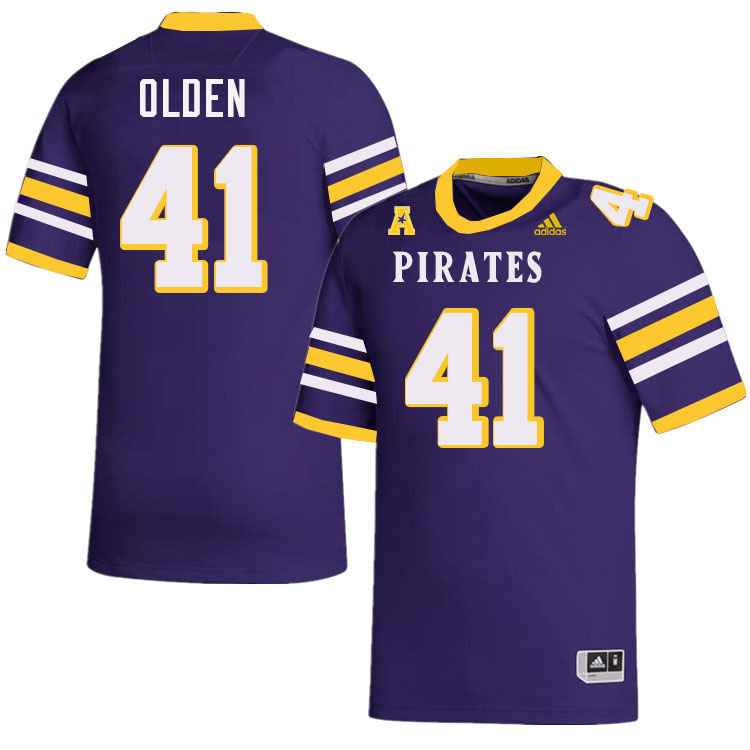 #41 Jayden Olden East Carolina Pirates College Football Jersey Stitched-Purple #41 Jayden Olden East Carolina Pirates College Football Jersey Stitched-Purple